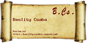 Beslity Csaba névjegykártya